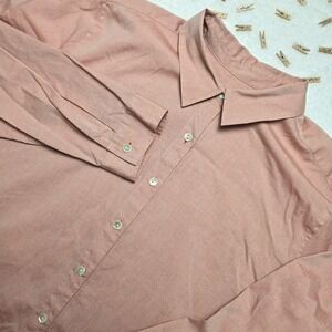 J Jill Women's Long Sleeve Button Up Shirt Large Pink 100%‎ Cotton Casual